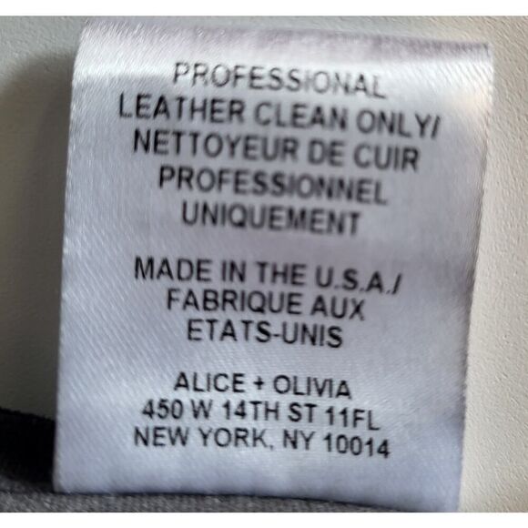 Alice + Olivia Black Suede Leather Skinny Leg Pants Exposed Zip Designer Size 2 - Picture 14 of 14